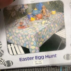 Vintage Easter Egg Hunt Tablecloth 60x84 Oblong Colorful Pastel‎ New